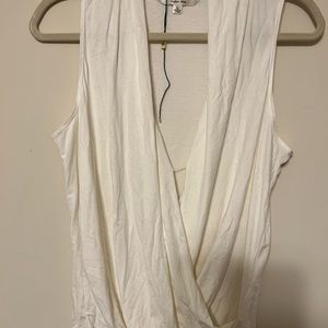 🛑SOLD🛑 Max Womens Faux Wrap Top Ivory Sleeveless V Neck Blouse L New